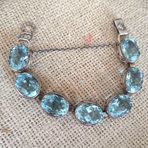 Silpada .925 sterling silver/aqua glass bracelet